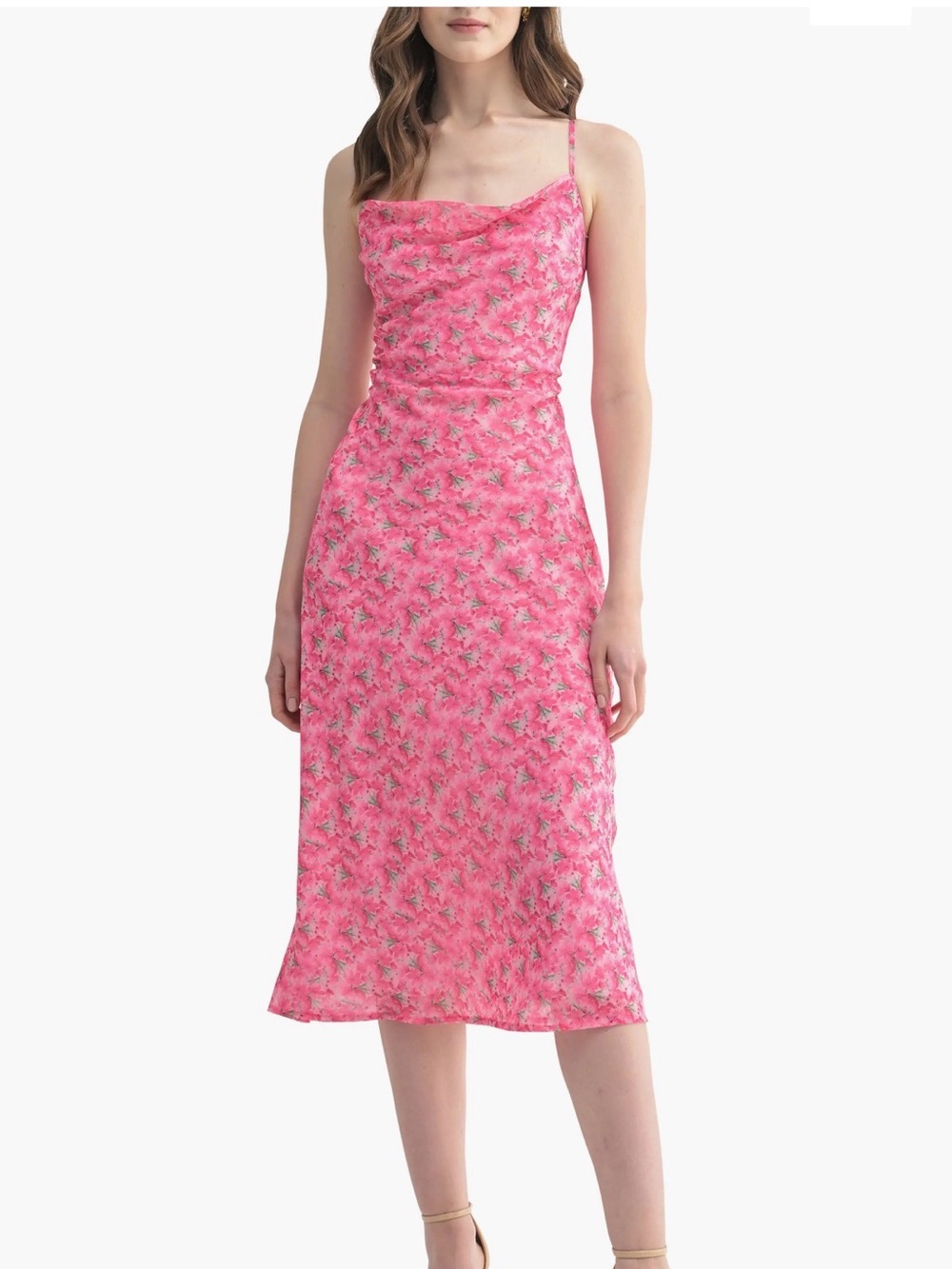 All In Favor Fuschia Floral Midi Dress NEW Small